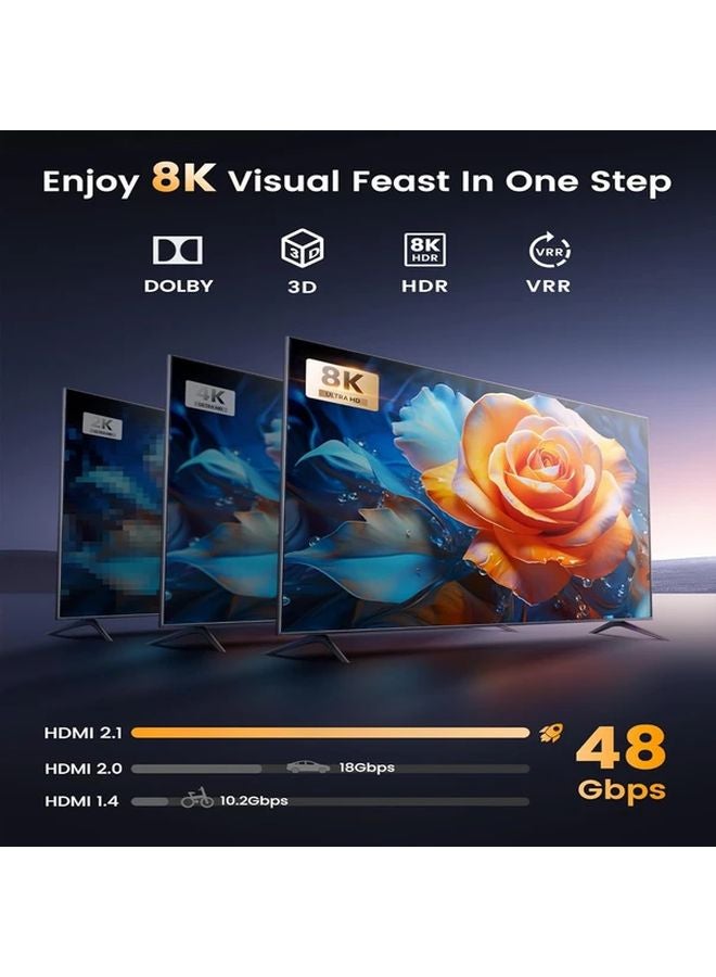 Matte Black 8K60Hz 4K144Hz HDMI 2.1 Switch 2 in 1 Out Bi Directional Switcher Compatible with PS5 Series X - Image 5